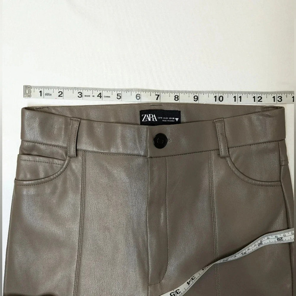 Zara faux leather skinny pants, tan , size S - Picture 5 of 8